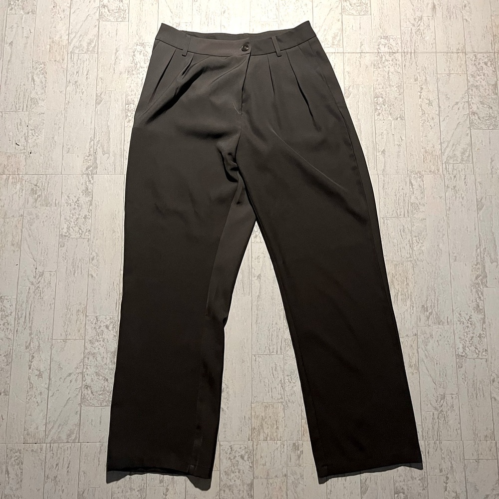 Gray high waisted wide leg business pants